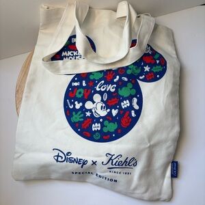Disney x KIEHLS Collection Christmas White Cotton Canvas Tote Bag NWOT